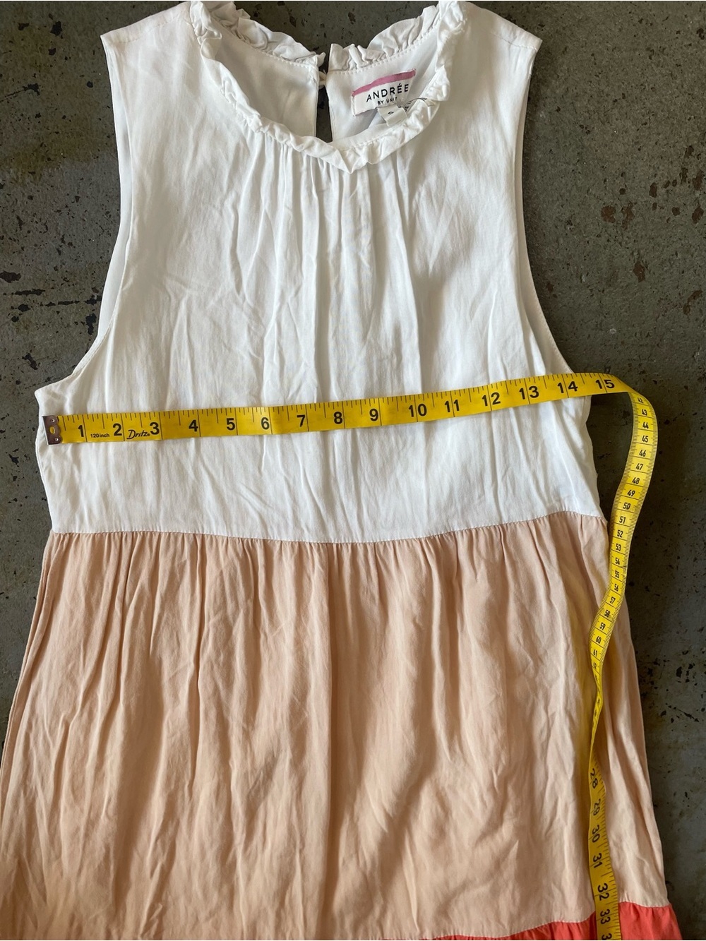 Andree by Unit Colorblock Sleeveless Midi Dress in White, Peach & Coral Size Sm - Picture 4 of 6